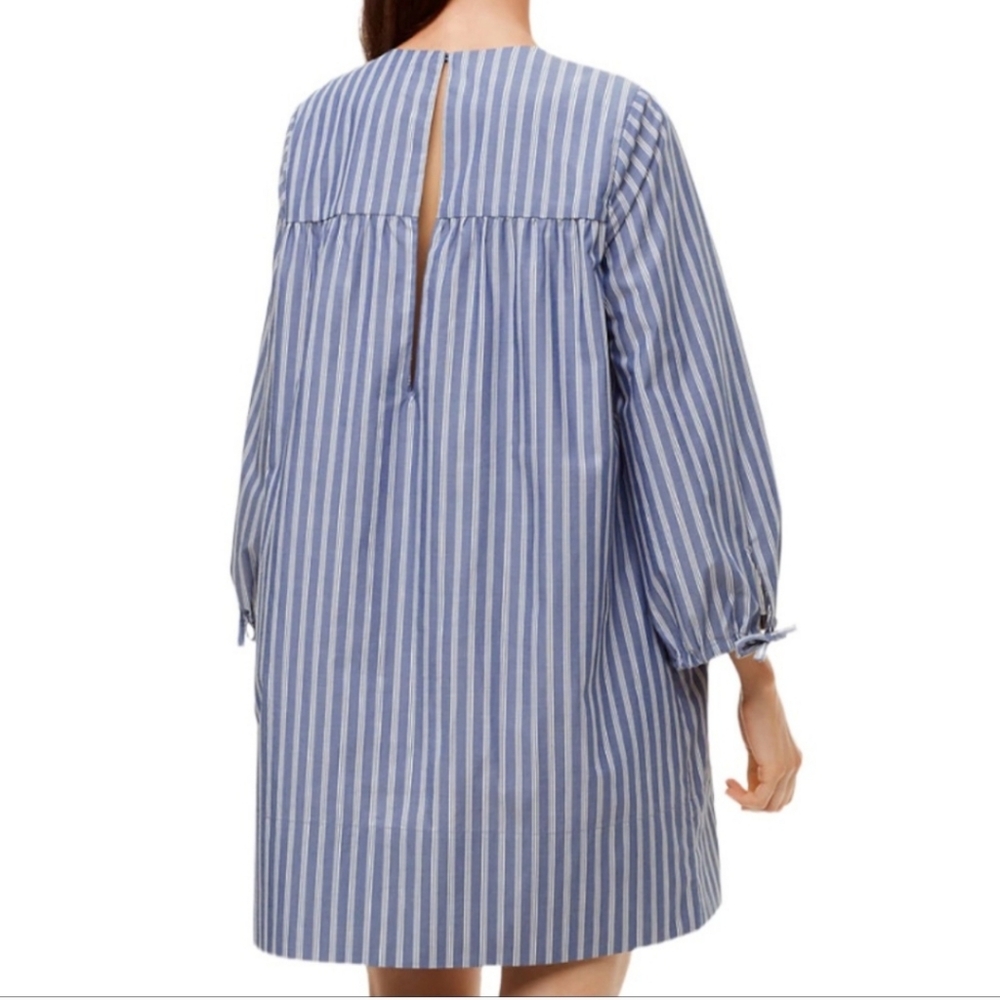 Aritzia Wilfred Le Fou Lessines Poplin Smock Dress Blue Stripe Size XS Oversized - Picture 4 of 14
